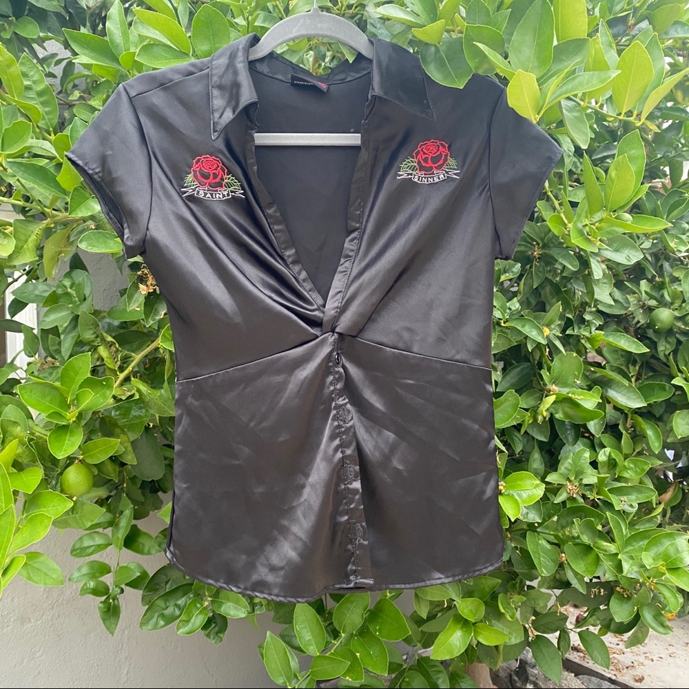 Saint sinner satin blouse in perfect condition